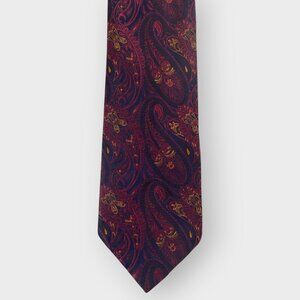 Vintage Bruno Piattelli Tie | Red Paisley Silk Jacquard | Xtr Long 62 in | USA